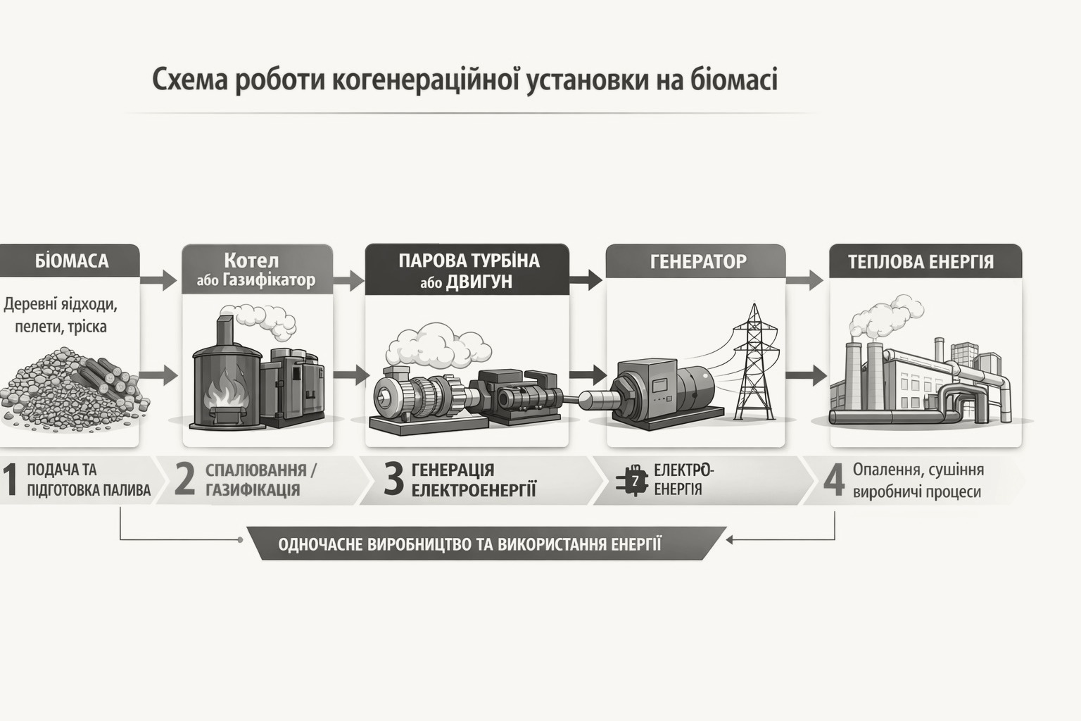 Когенераційні установки на біомасі: технологія виробництва тепла та електроенергії для підприємств